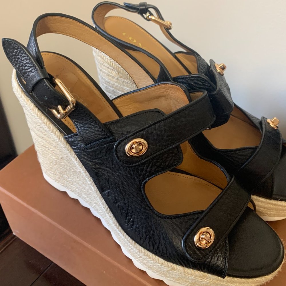 Coach - Electra Pebble Grain Leather Wedge Shoe - Size 9.5